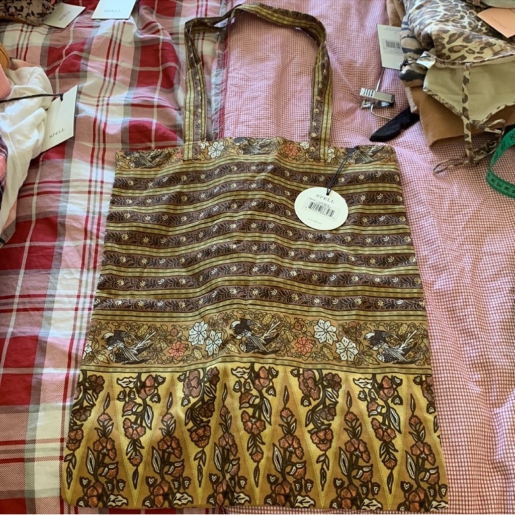 Spell Bnwt Renew Tote Bag-Earth Brown Patterned Tote Bag